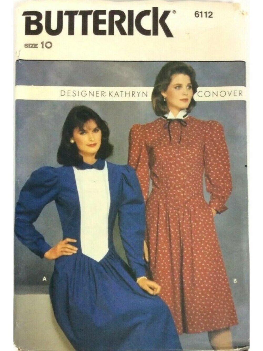 Vintage Butterick 6112 Misses Dress Sewing Pattern Sz 10 Kathryn Conover Design